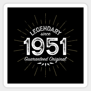 70th Birthday Gift - Legendary since 1951 - Guaranteed Original Sticker